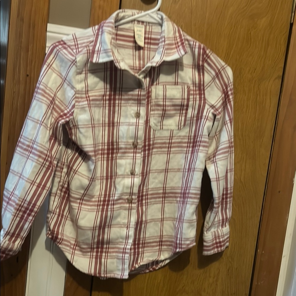 Kids Plaid Button Down Shirt - Red and White